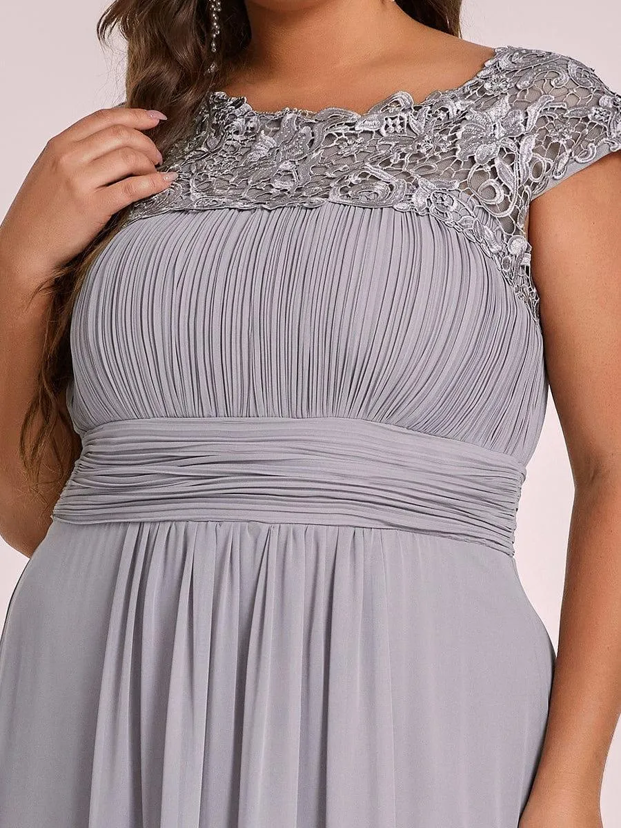 Elegant Maxi Long Lace Cap Sleeve Bridesmaid Dress