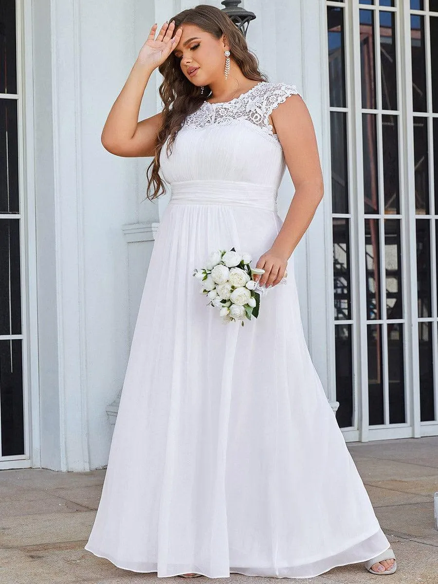 Elegant Maxi Long Lace Cap Sleeve Bridesmaid Dress