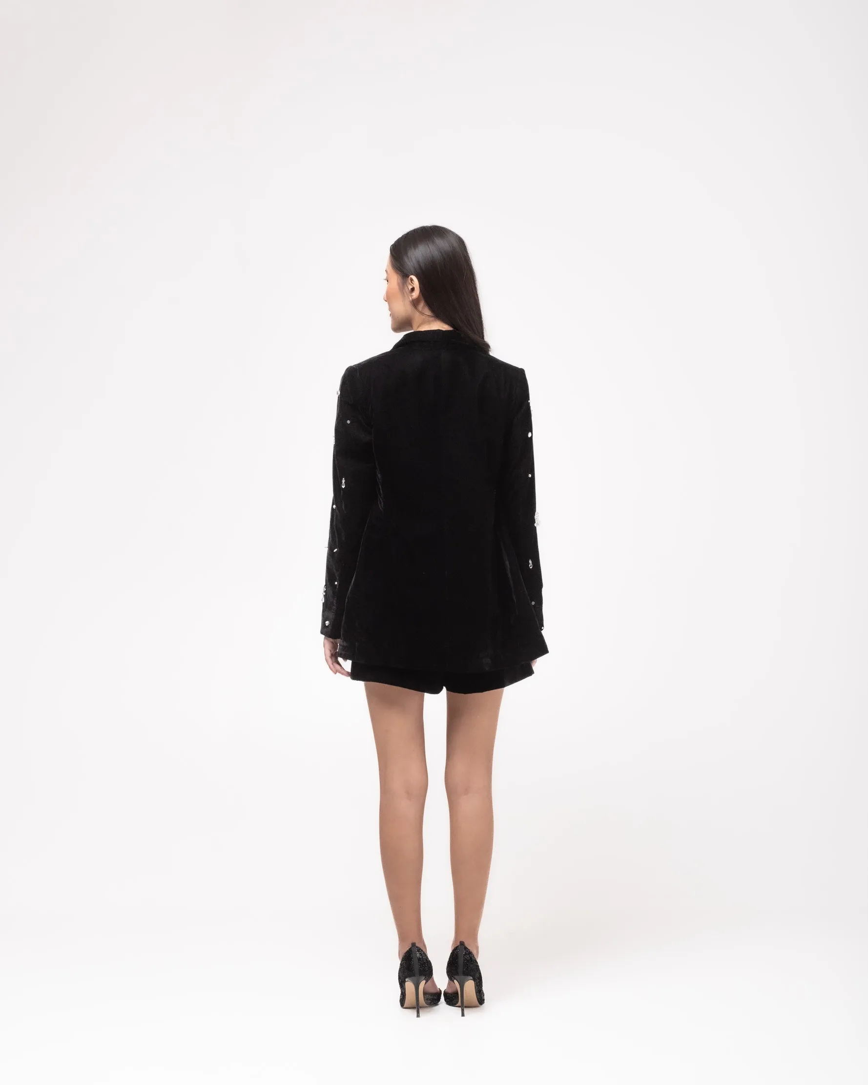 Embellished silk-velvet blazer