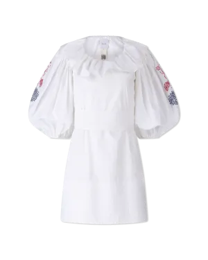 Embroidered Poplin Mini Dress