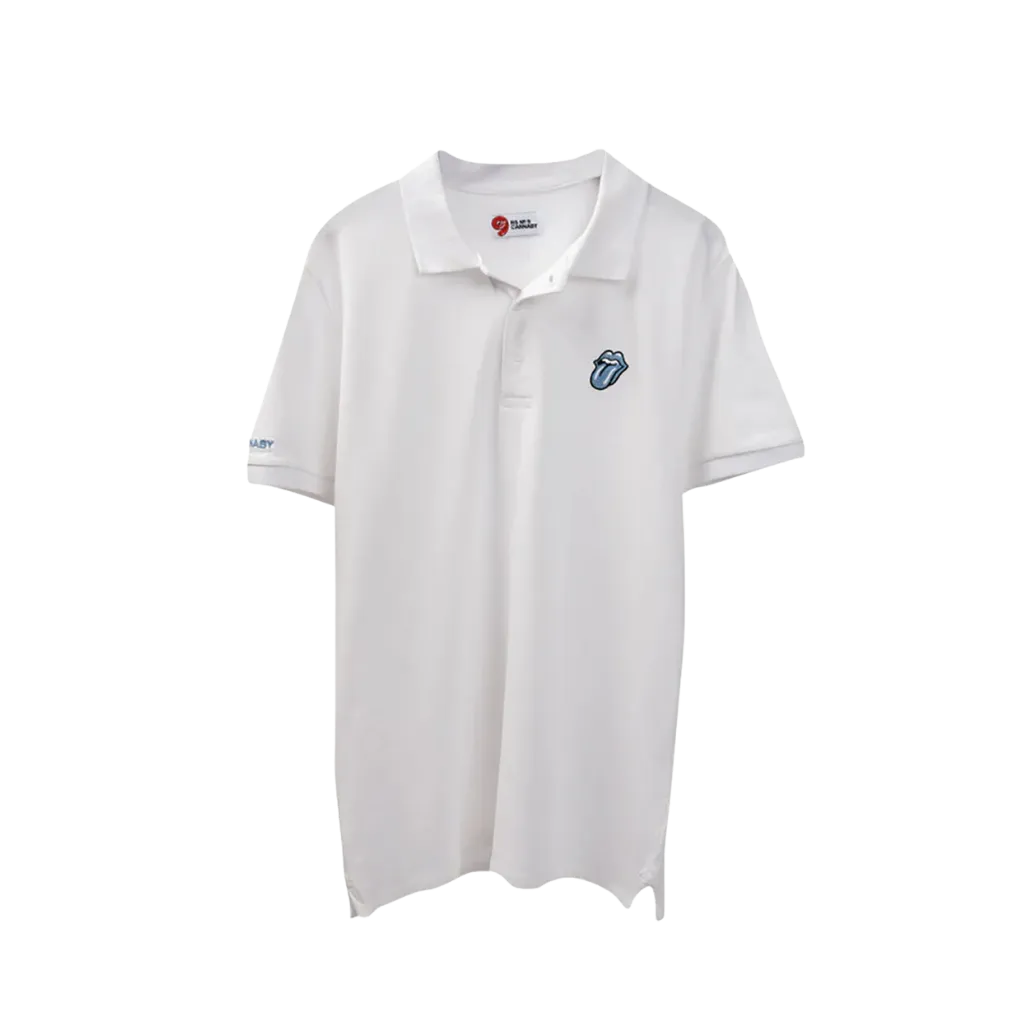 Embroidered Tongue White Polo Shirt
