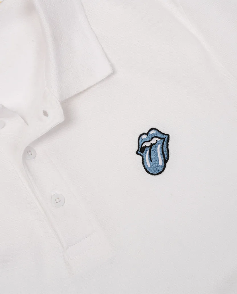 Embroidered Tongue White Polo Shirt