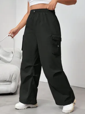 Flap Pocket Side Drawstring Cargo Pants