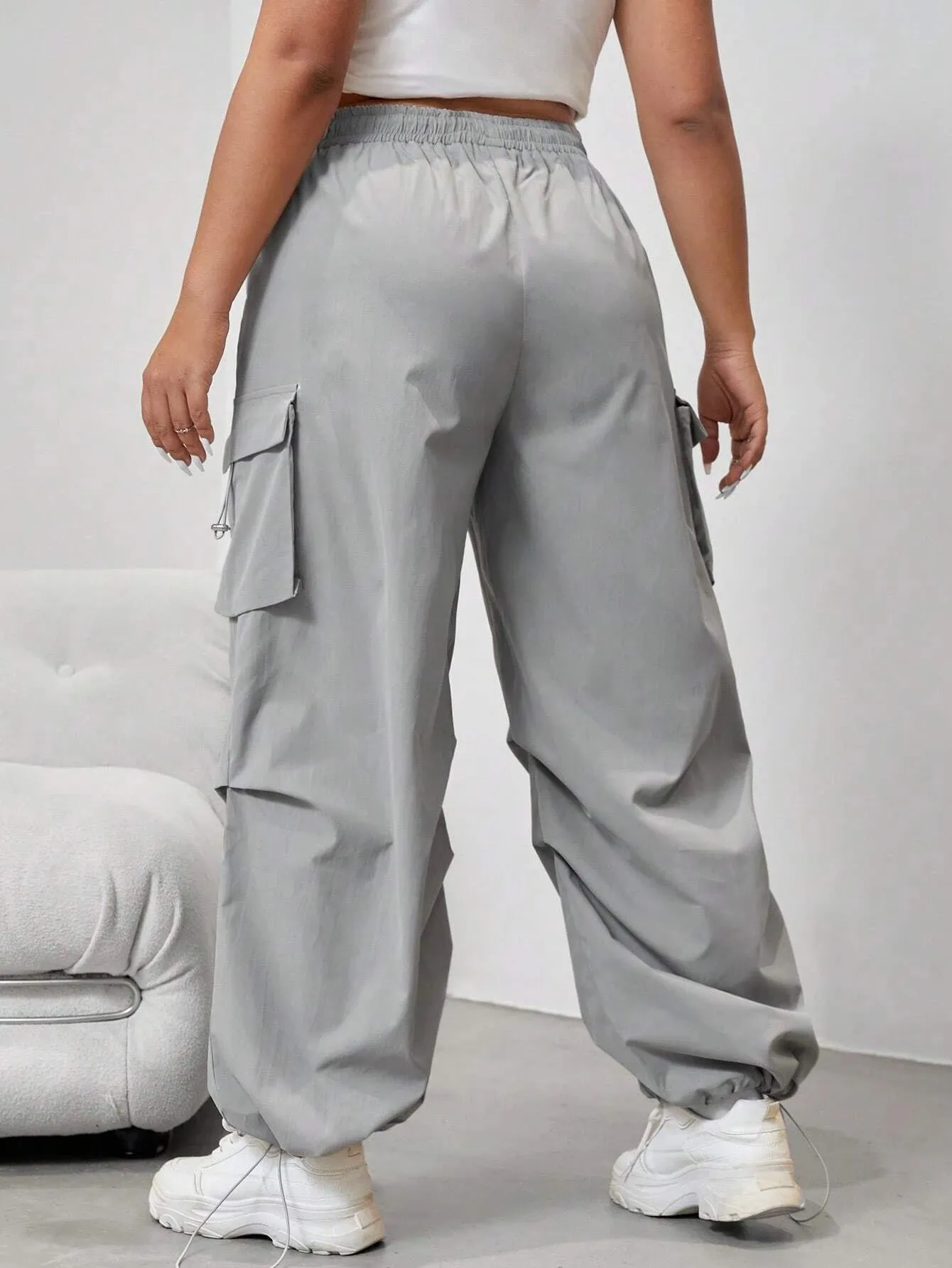 Flap Pocket Side Drawstring Cargo Pants