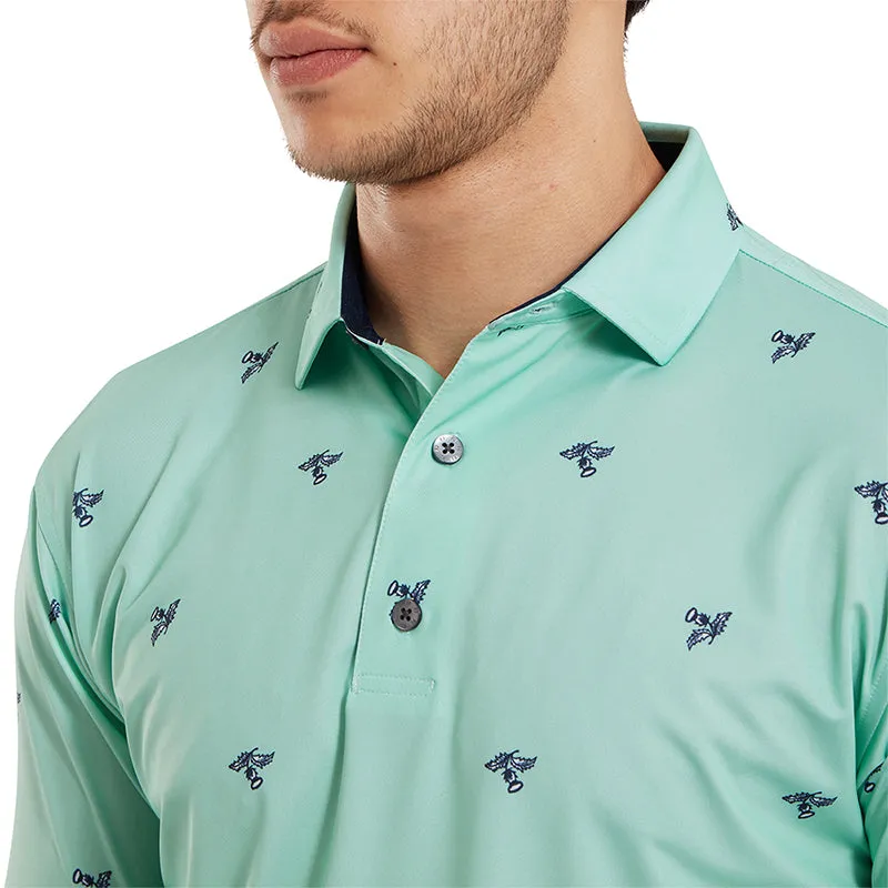 FOOTJOY Thistle Print Lisle Men's Polo (Sea Grass)
