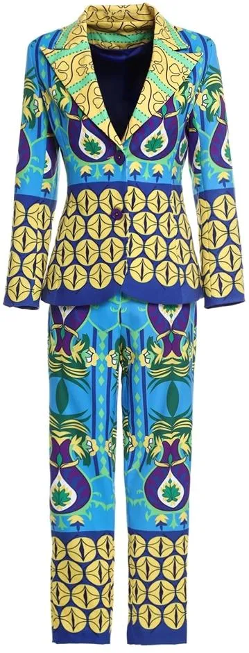 Geometric Print Blazer & Pant Set