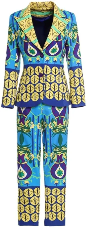 Geometric Print Blazer & Pant Set