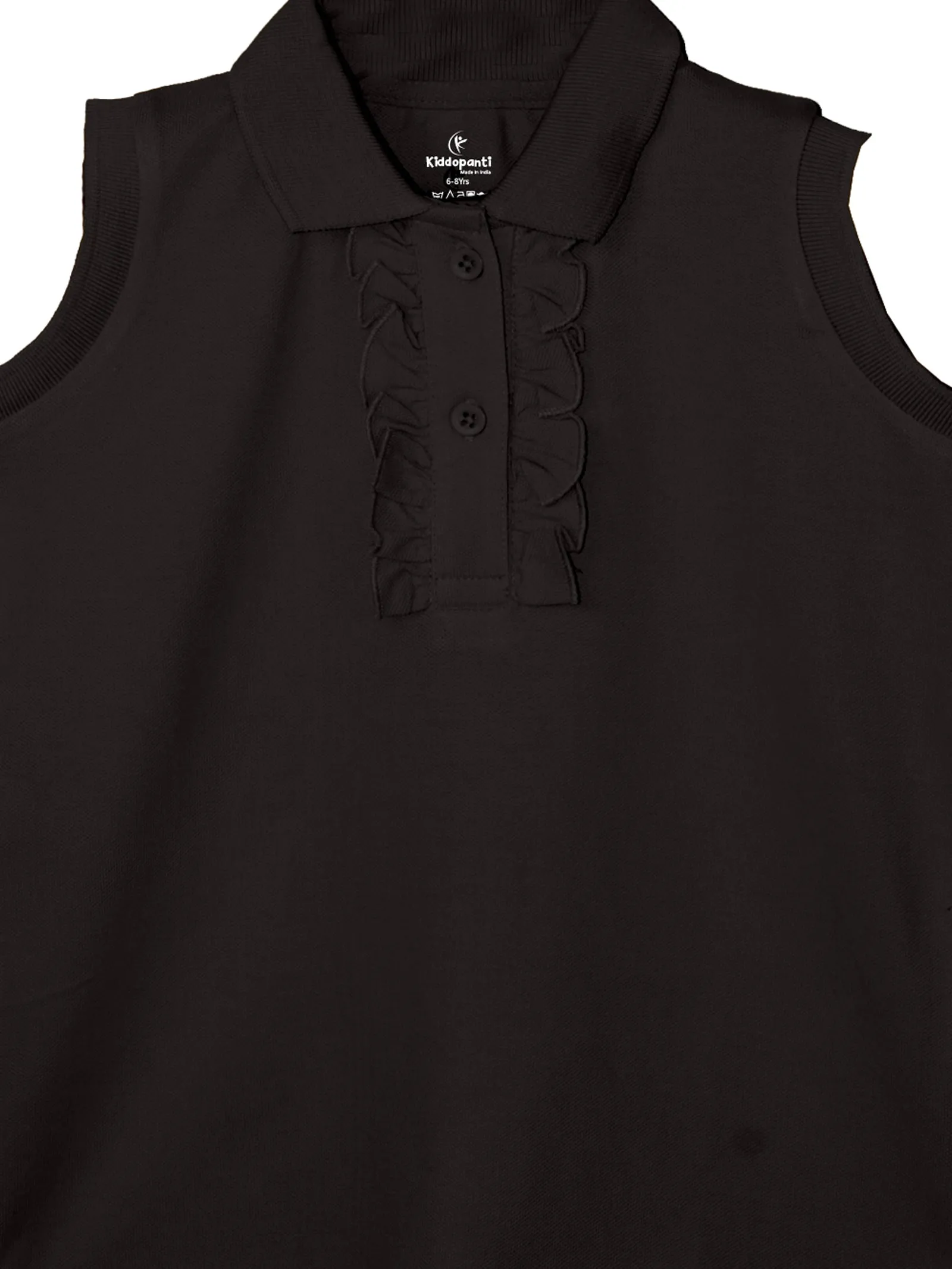 Girls Solid Sleeveless Polo Tee & Basic Roll up Hot Short Set