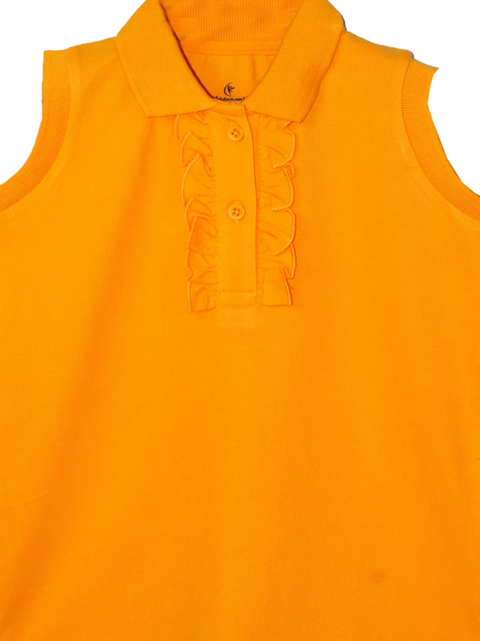 Girls Solid Sleeveless Polo Tee & Basic Roll up Hot Short Set