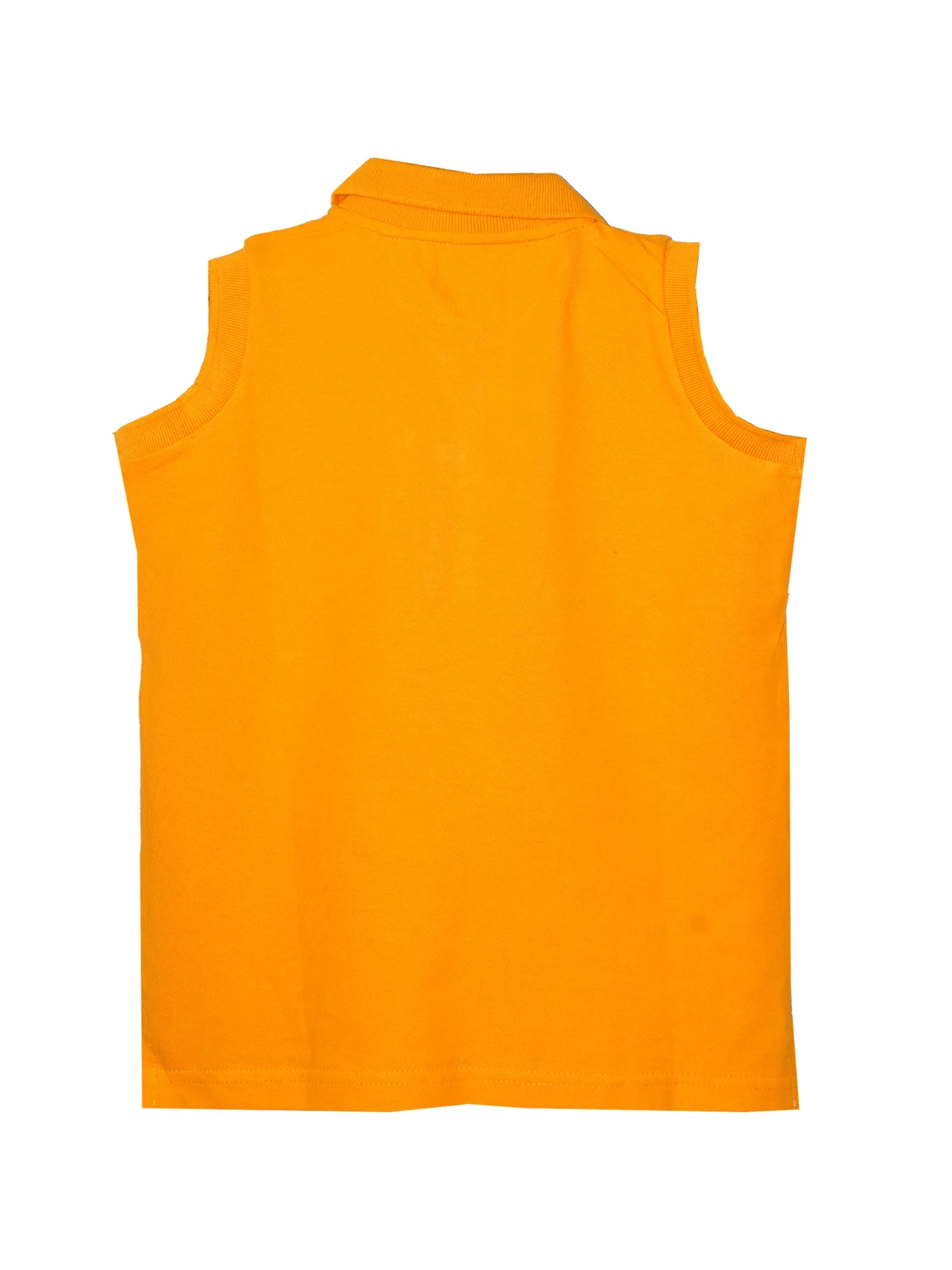 Girls Solid Sleeveless Polo Tee & Basic Roll up Hot Short Set
