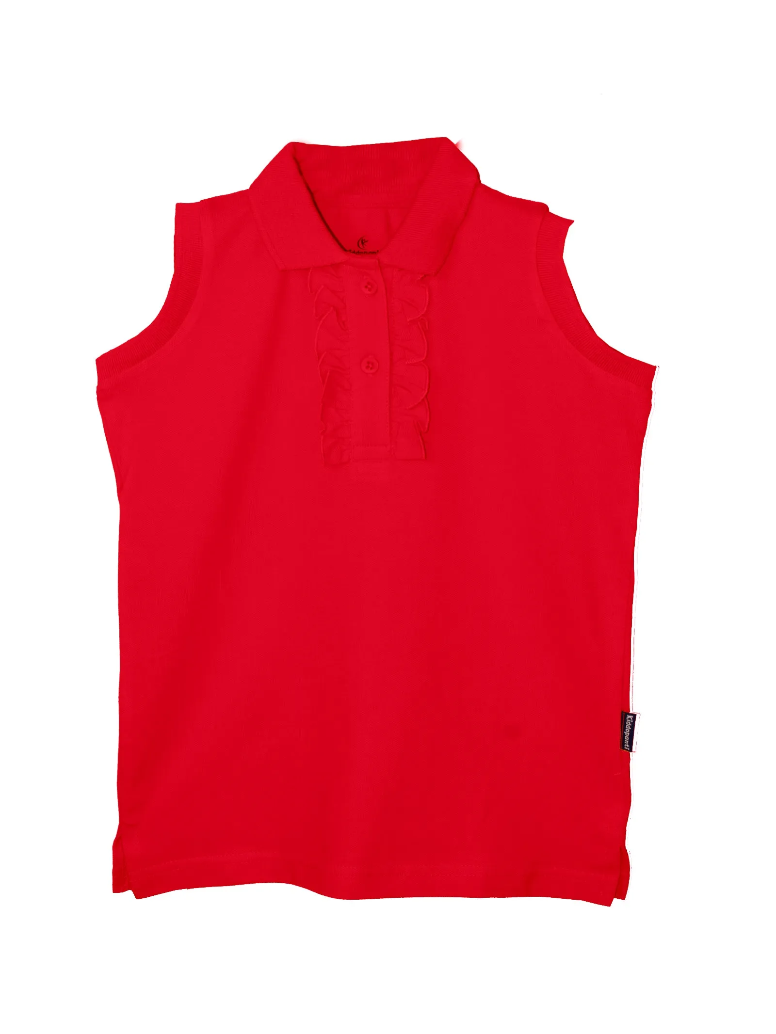 Girls Solid Sleeveless Polo Tee & Basic Roll up Hot Short Set
