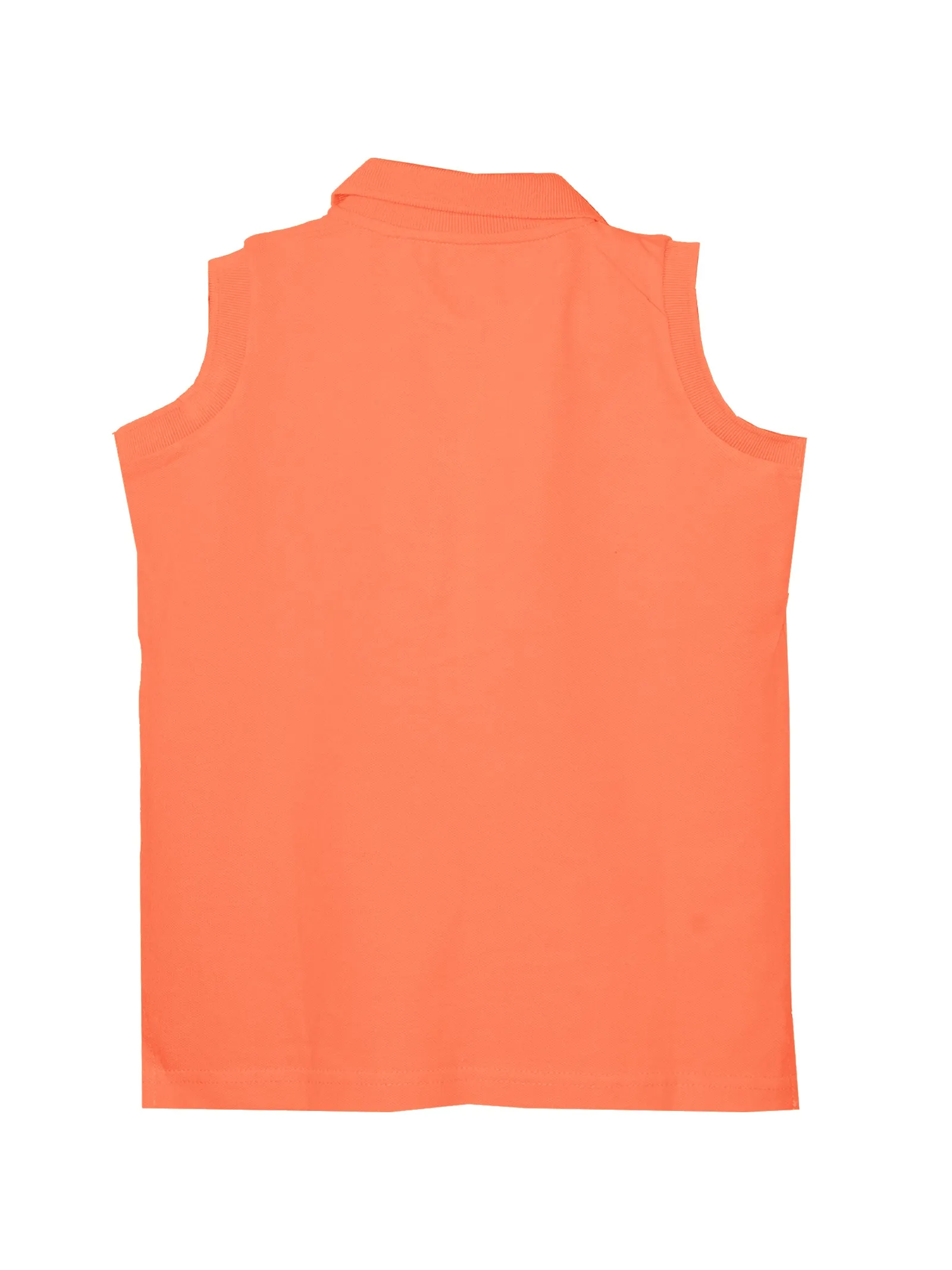 Girls Solid Sleeveless Polo Tee & Basic Roll up Hot Short Set