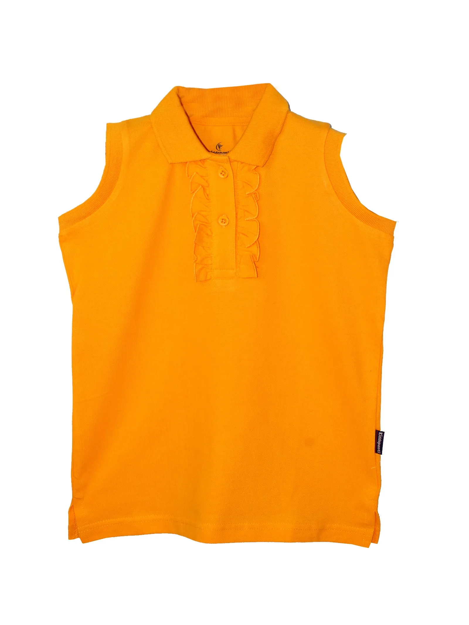 Girls Solid Sleeveless Polo Tee & Basic Roll up Hot Short Set