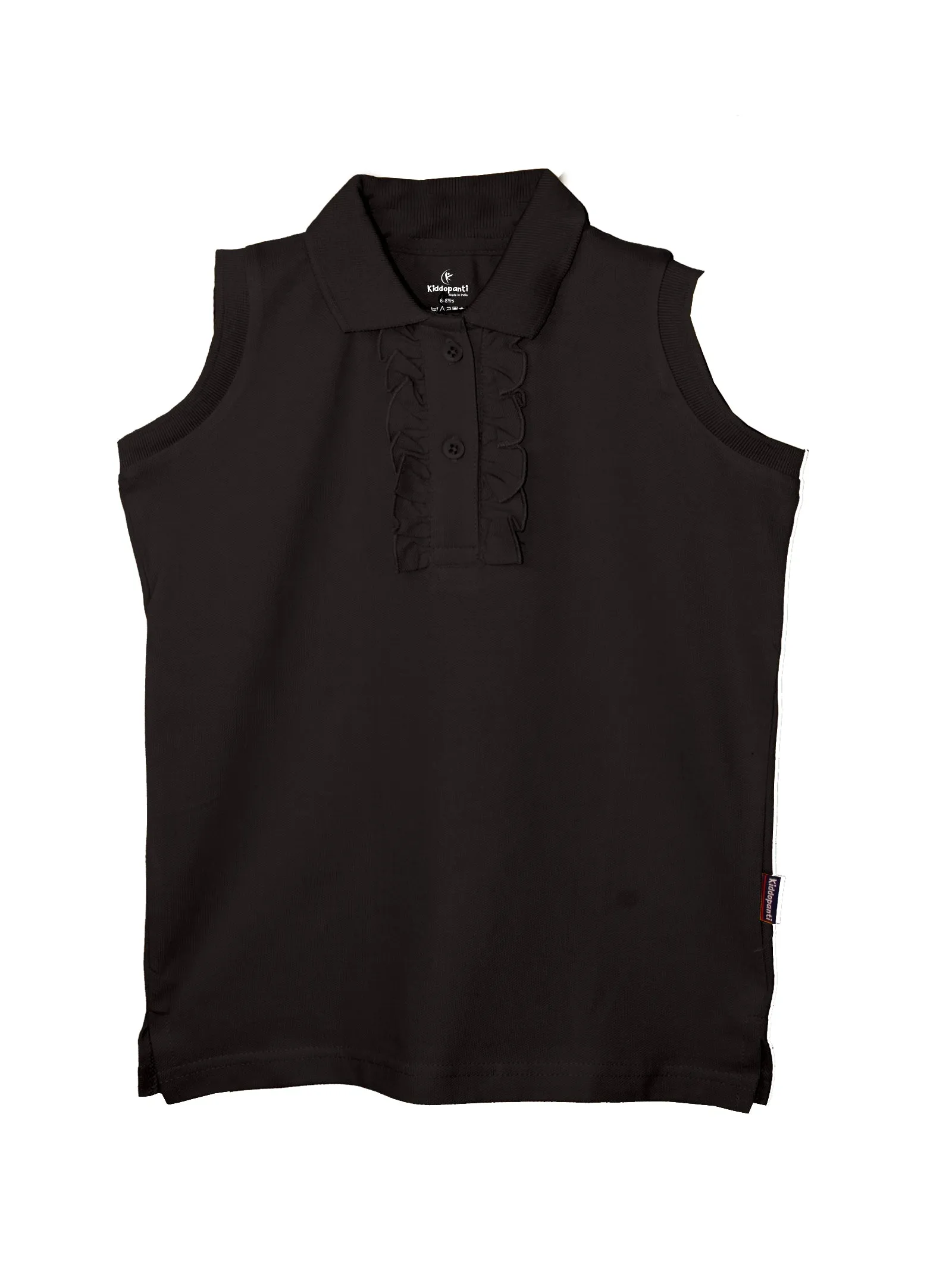 Girls Solid Sleeveless Polo Tee & Basic Roll up Hot Short Set
