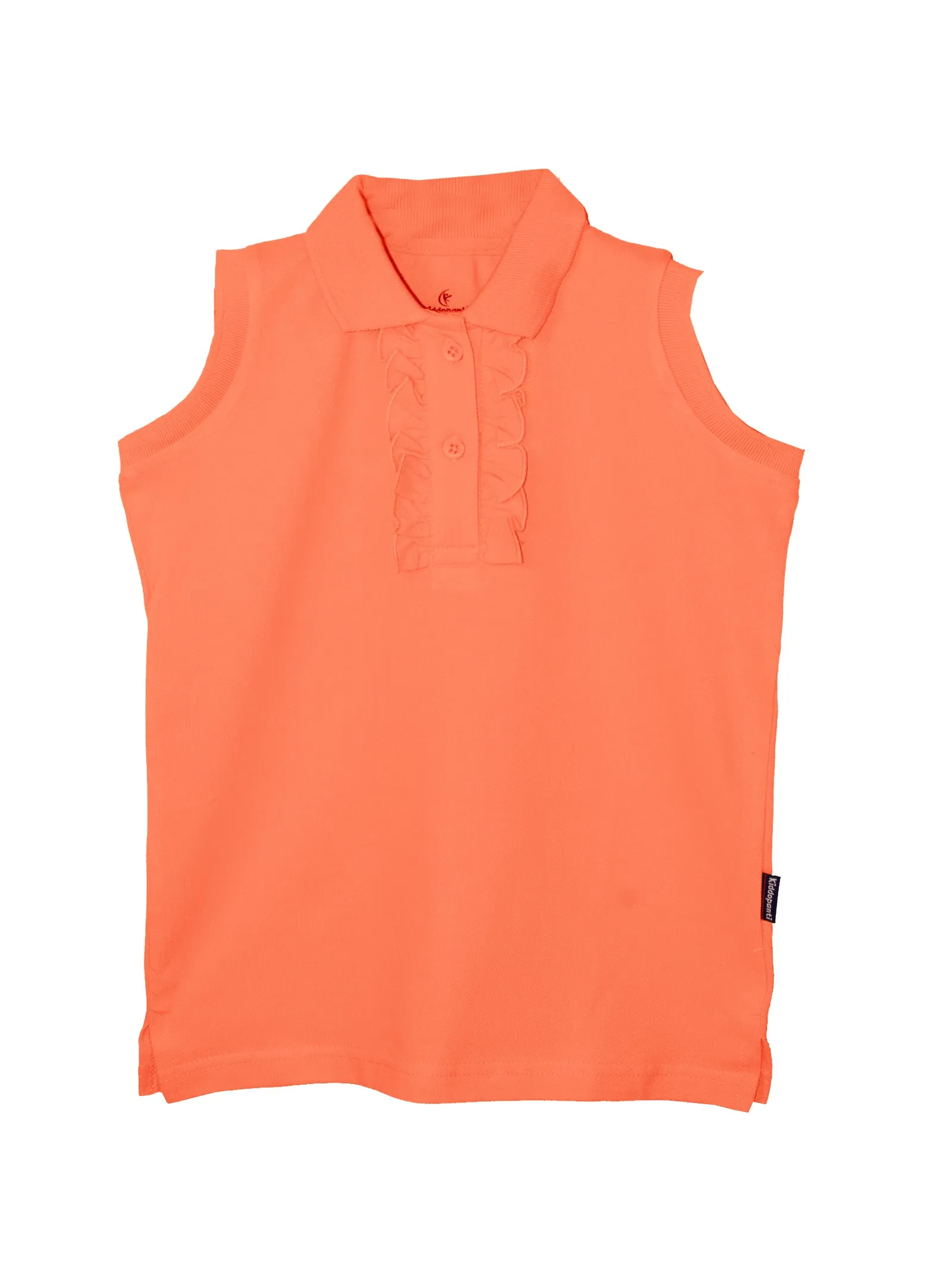Girls Solid Sleeveless Polo Tee & Basic Roll up Hot Short Set