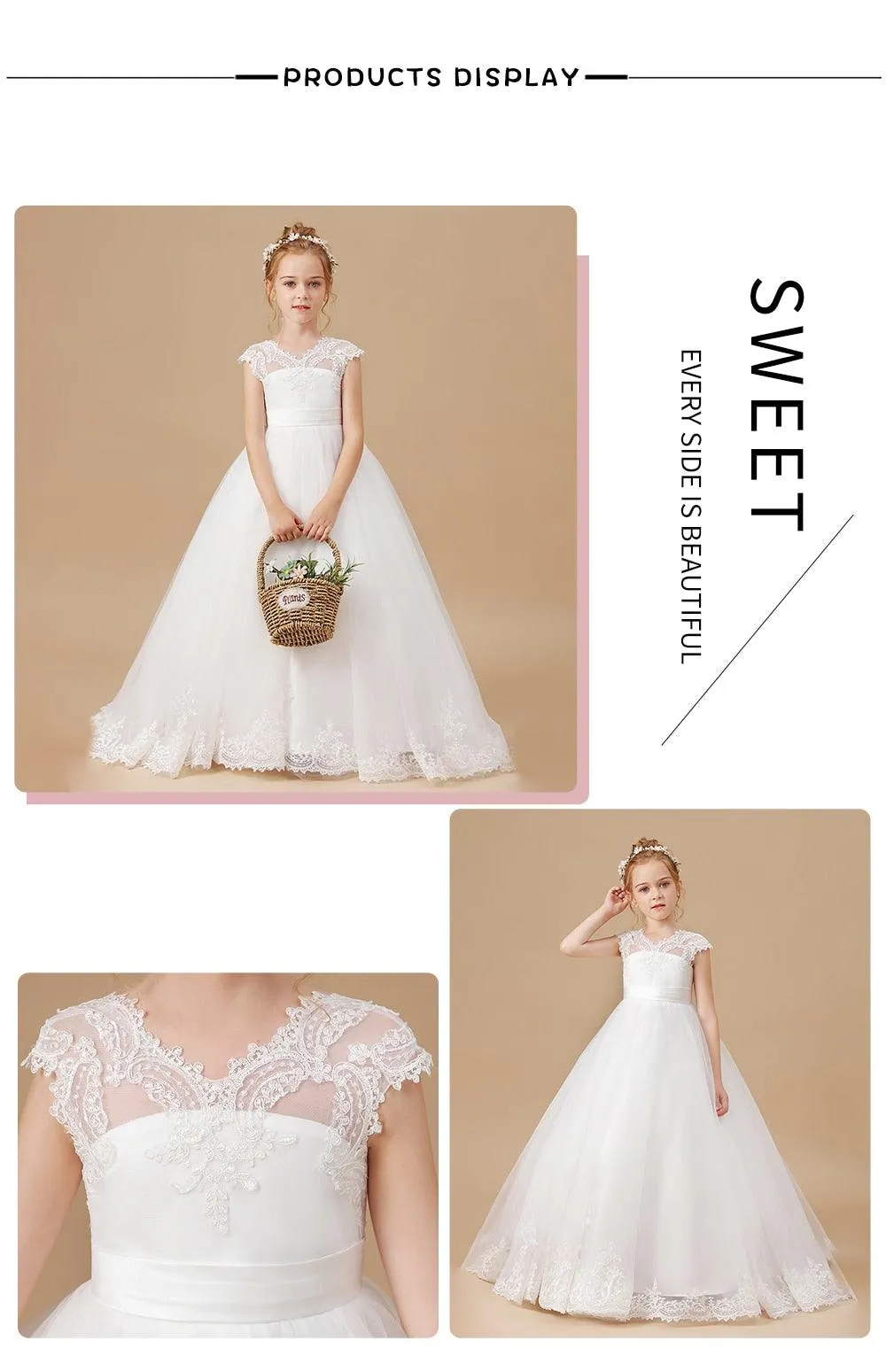 Glitter Gold Flower Girl Dress