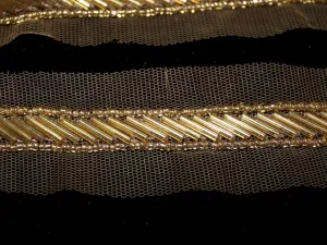 Golden Designer Cutdana Beads Hand Work Embroidered Border