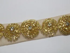 Golden Designer Cutdana Beads Work Embroidered Border