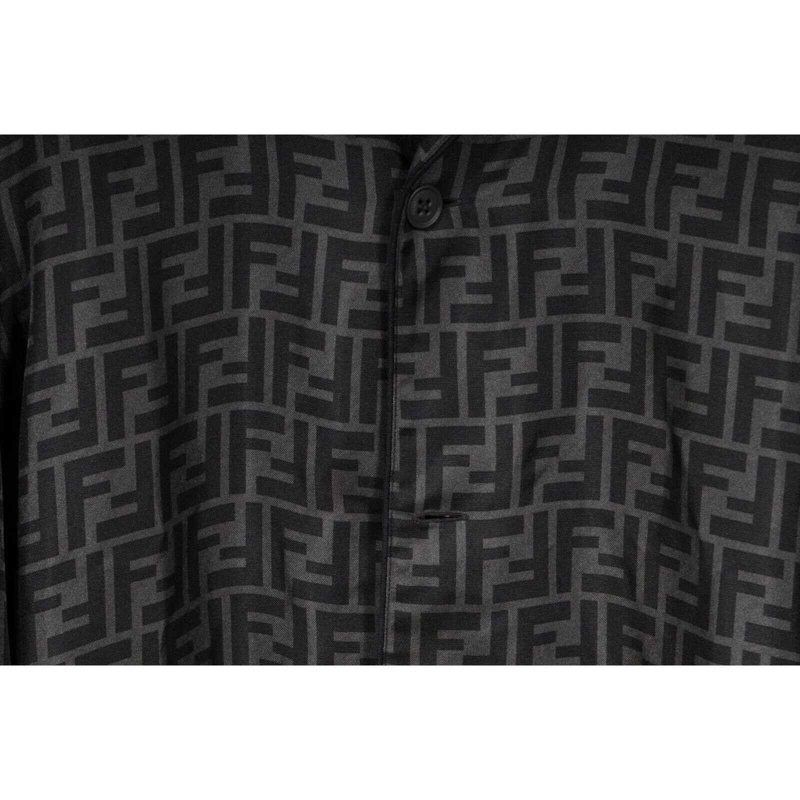 Grey Black FF logo Silk Pyjama Button Down Shirt