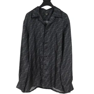 Grey Black FF logo Silk Pyjama Button Down Shirt