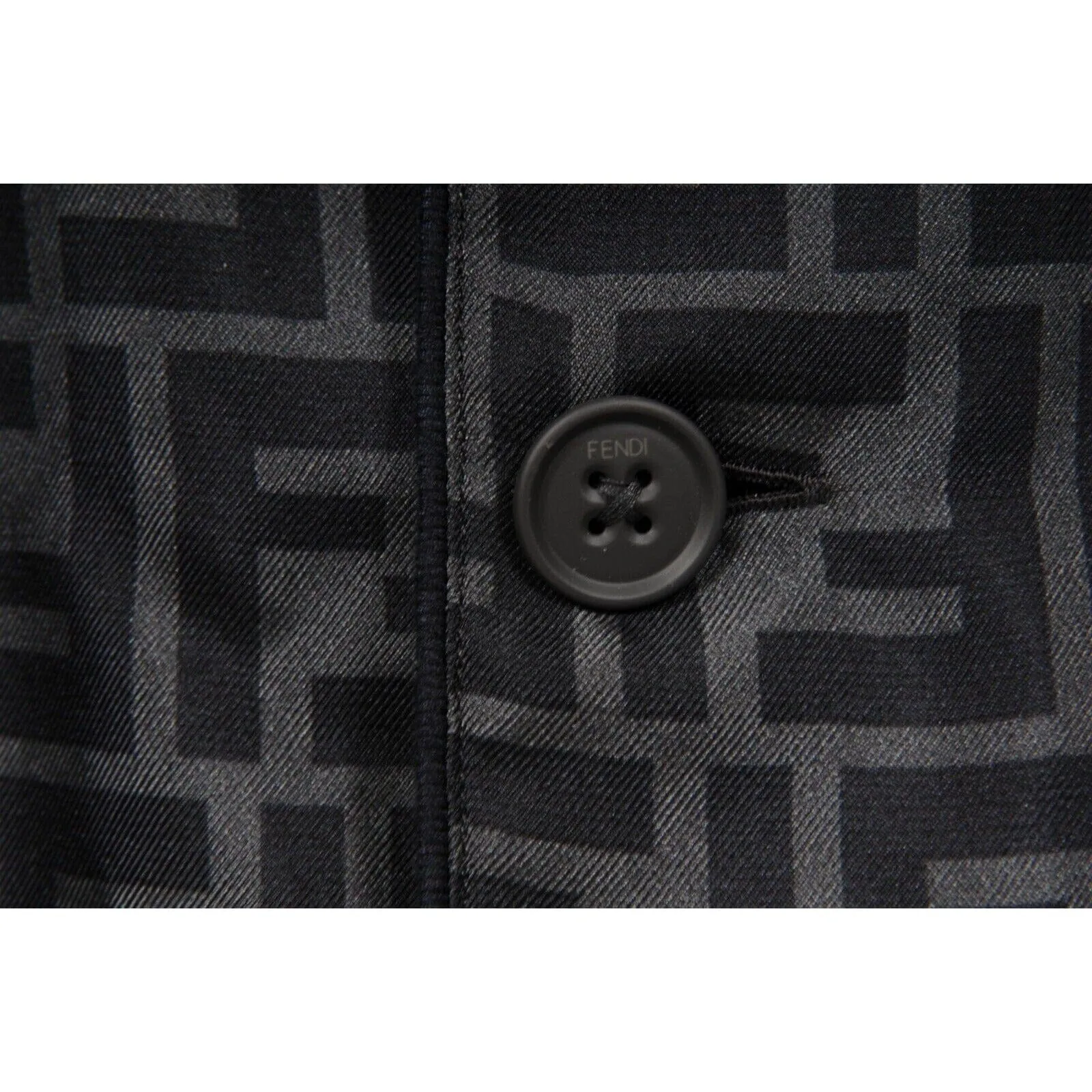 Grey Black FF logo Silk Pyjama Button Down Shirt