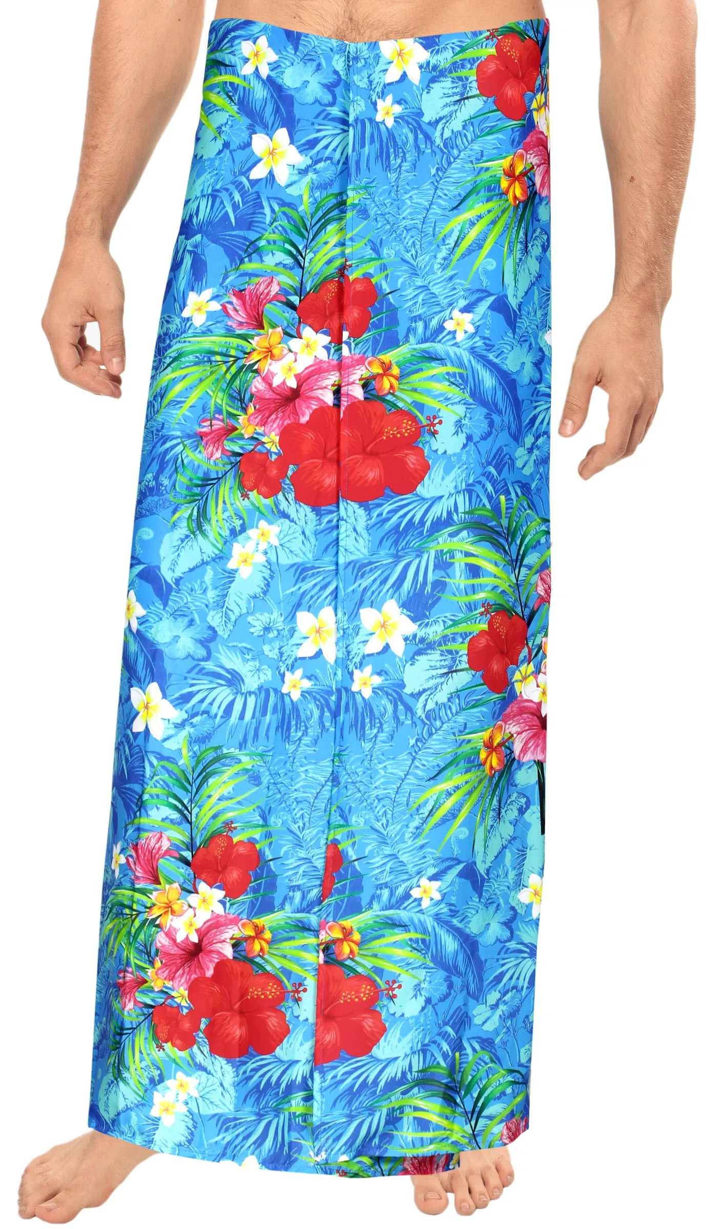 HAPPY BAY 3D HD Men's Sarong Hawaiian Beach Bathing Suit Sleep 78"X42" Blue Y585 909784