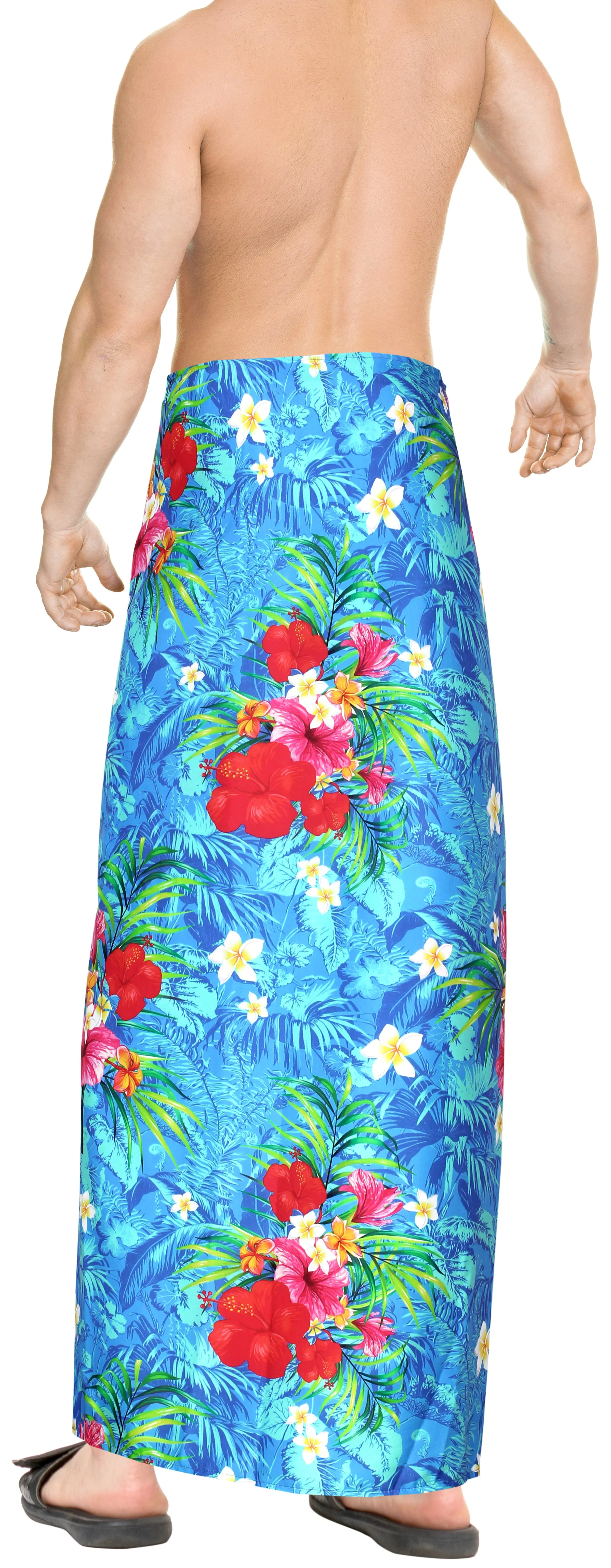 HAPPY BAY 3D HD Men's Sarong Hawaiian Beach Bathing Suit Sleep 78"X42" Blue Y585 909784
