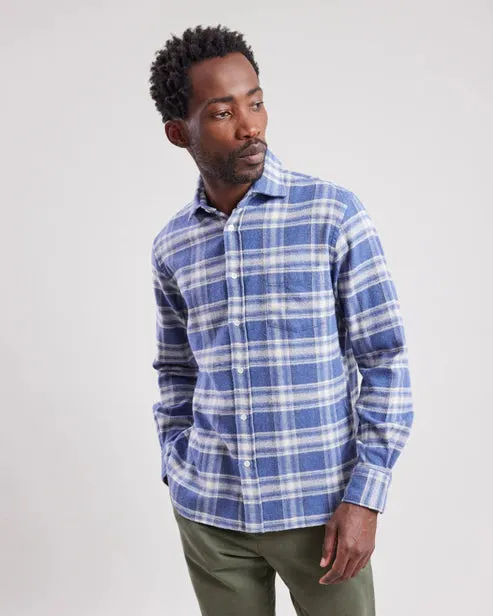 Hartford Paul Flannel in Denim Check