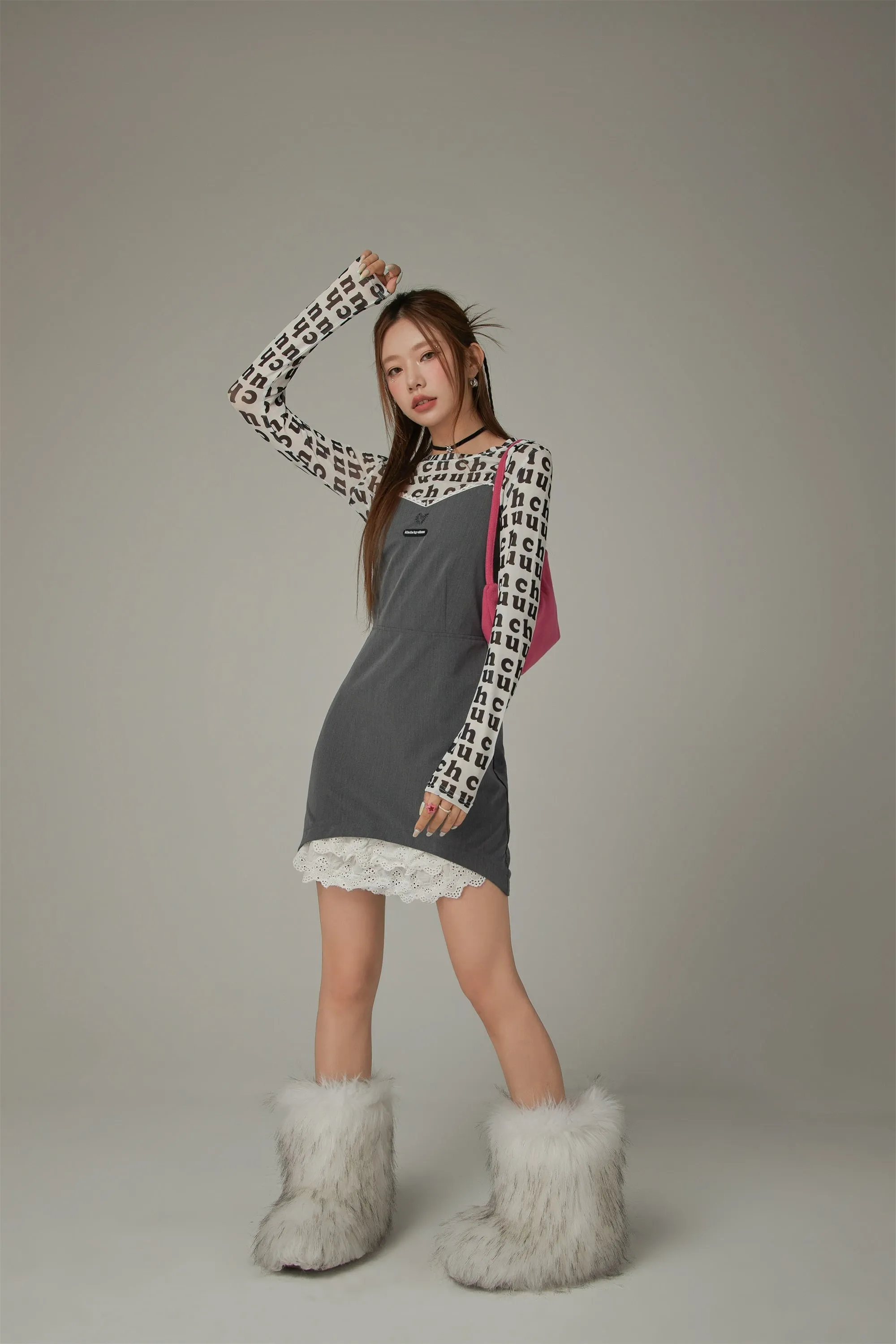 Heart Embroidered Lace Slim Strap Dress