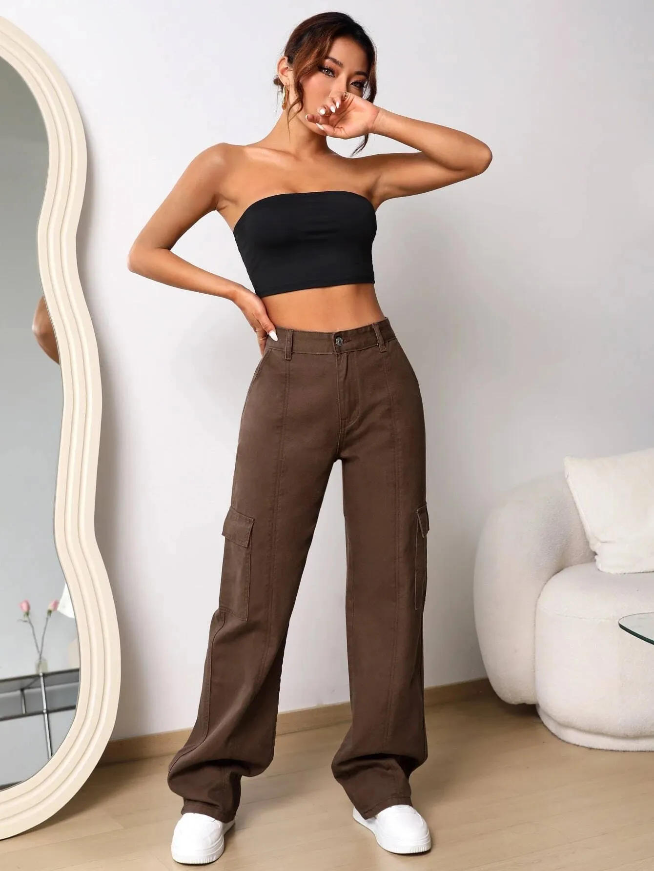 High Waist Cargo Jeans
