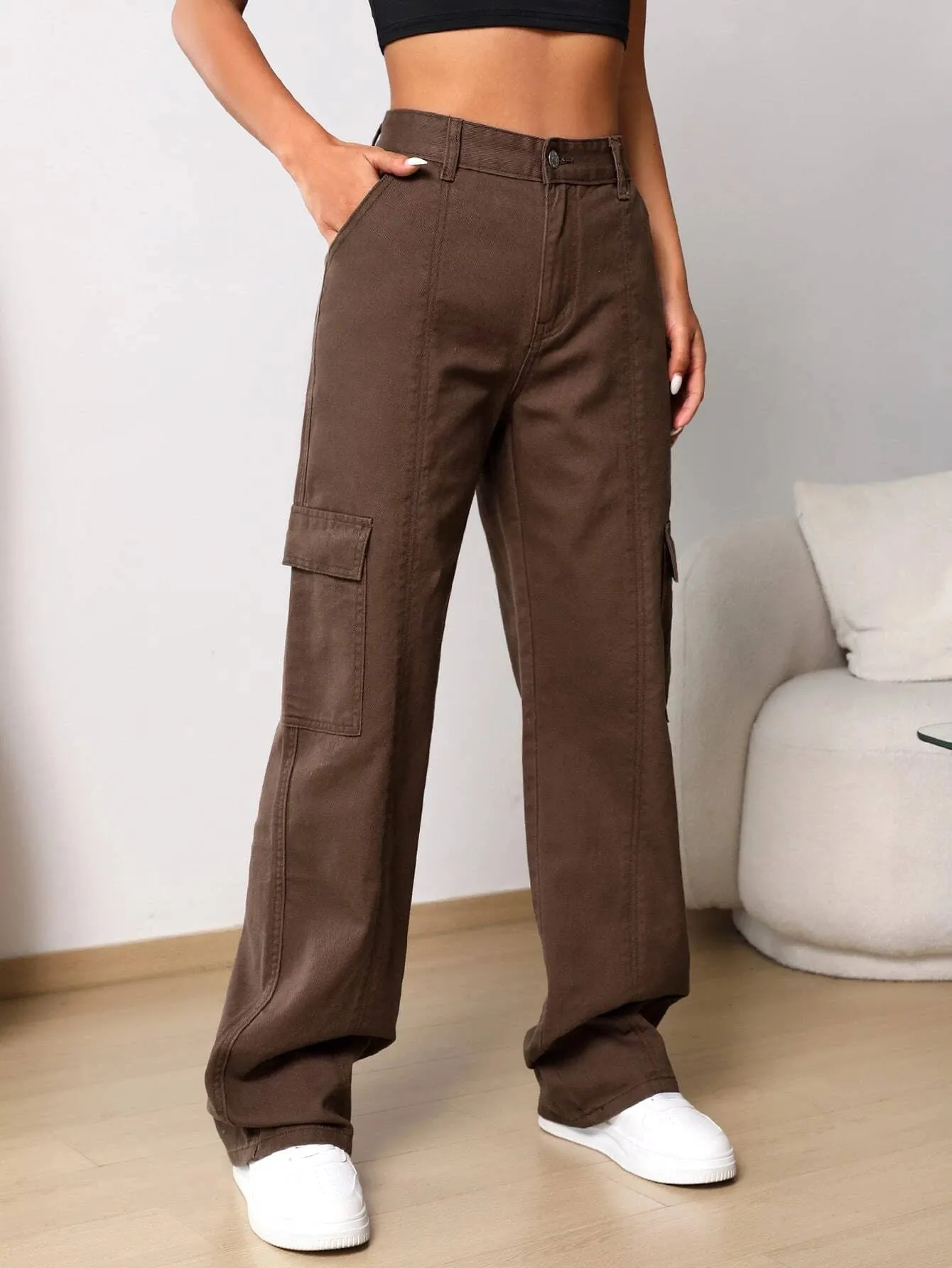 High Waist Cargo Jeans