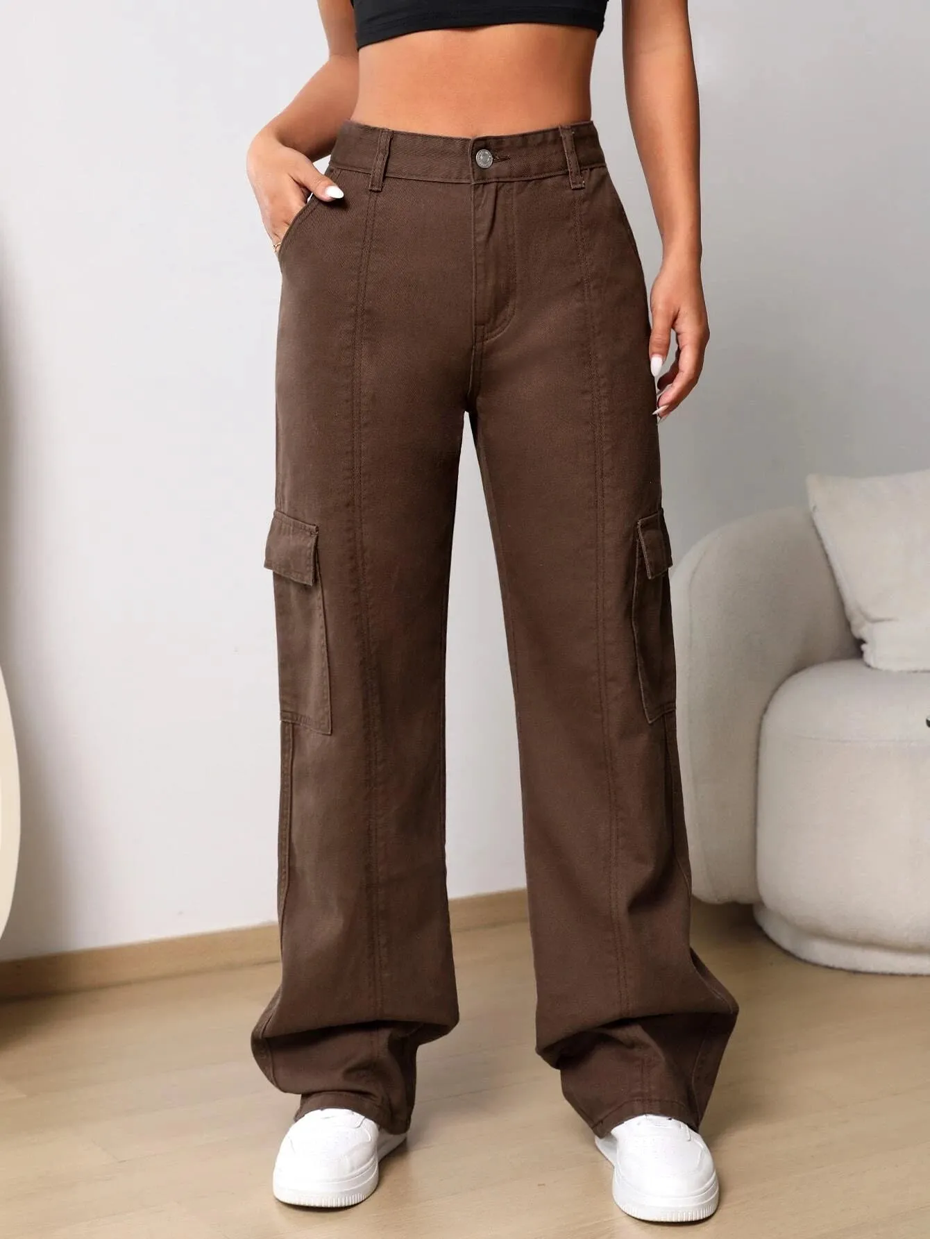 High Waist Cargo Jeans