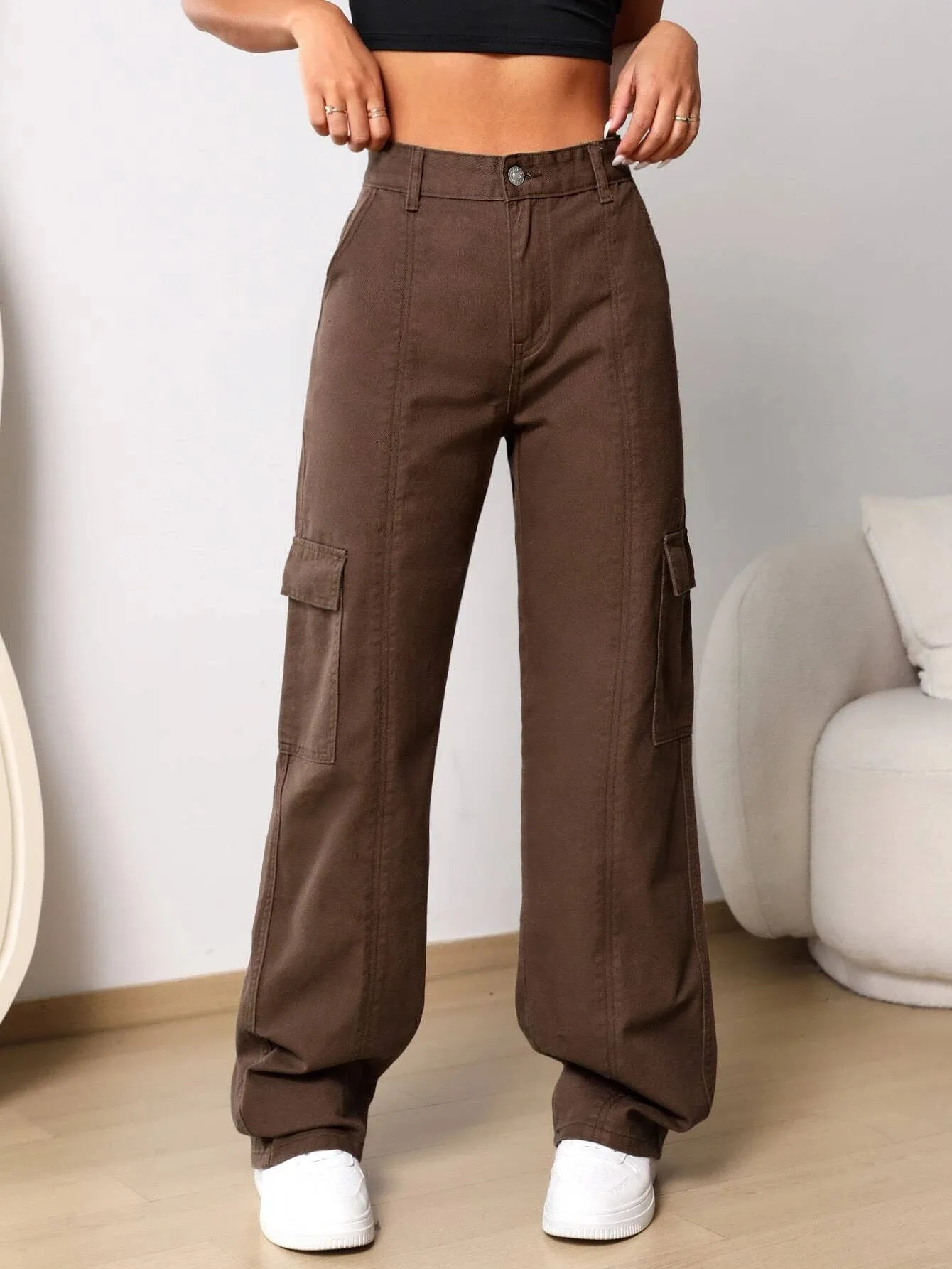 High Waist Cargo Jeans