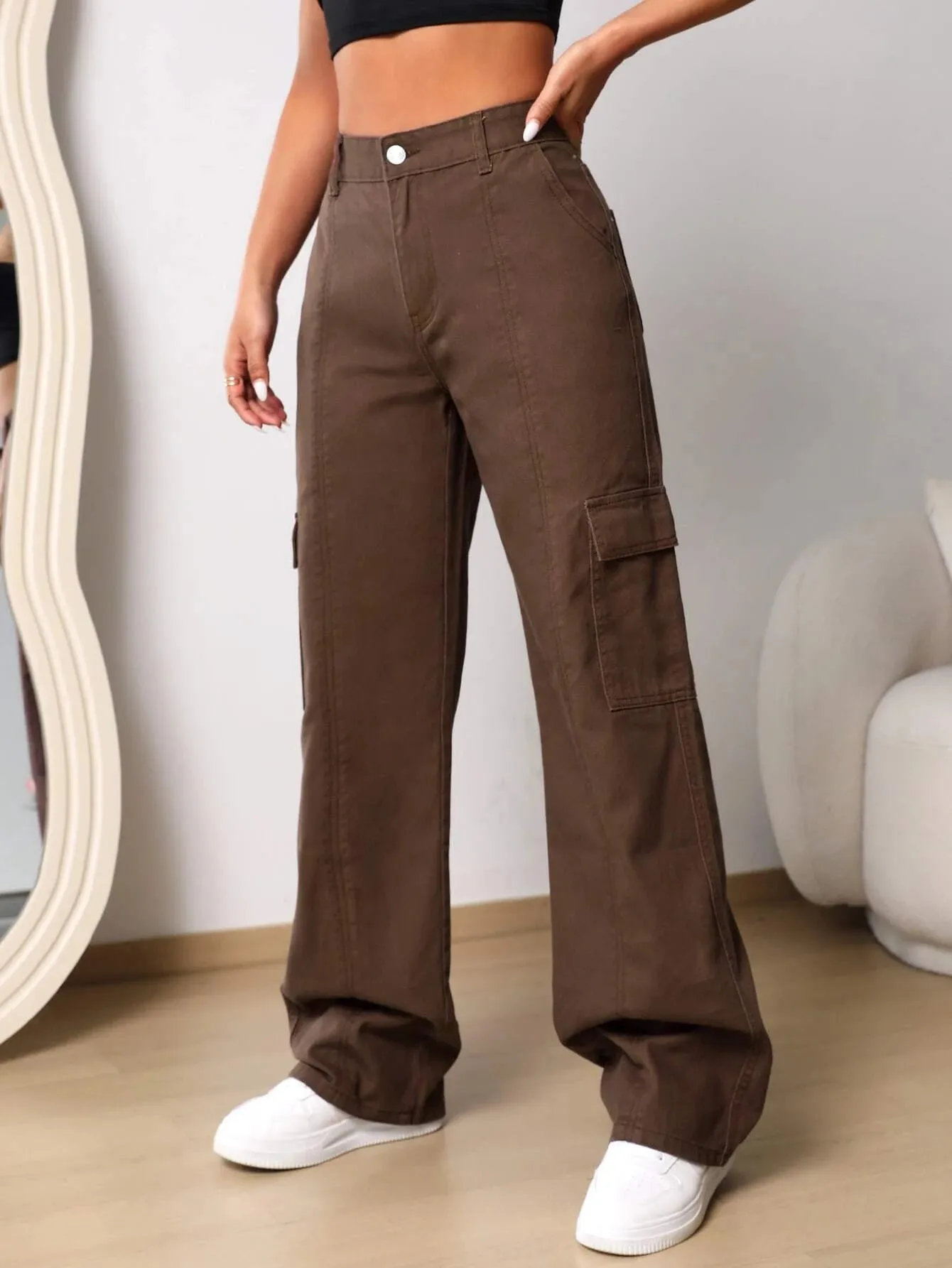 High Waist Cargo Jeans