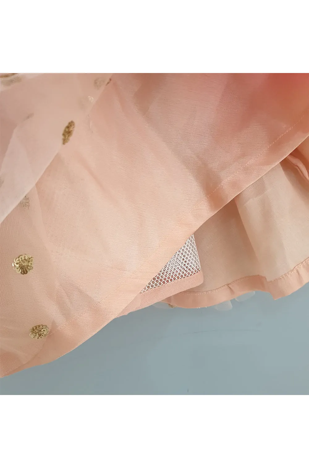 Hot pink bandhani printed layered anarkali with attached dupatta