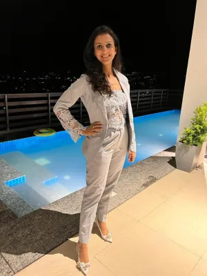 Ice Blue Three Piece Pant Set