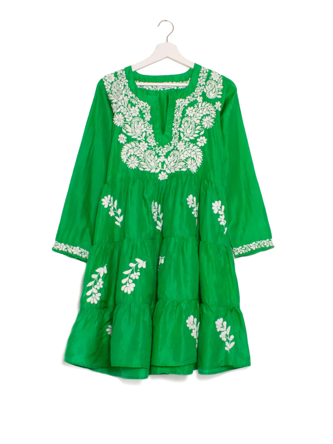 Indian silk embroidered mini dress