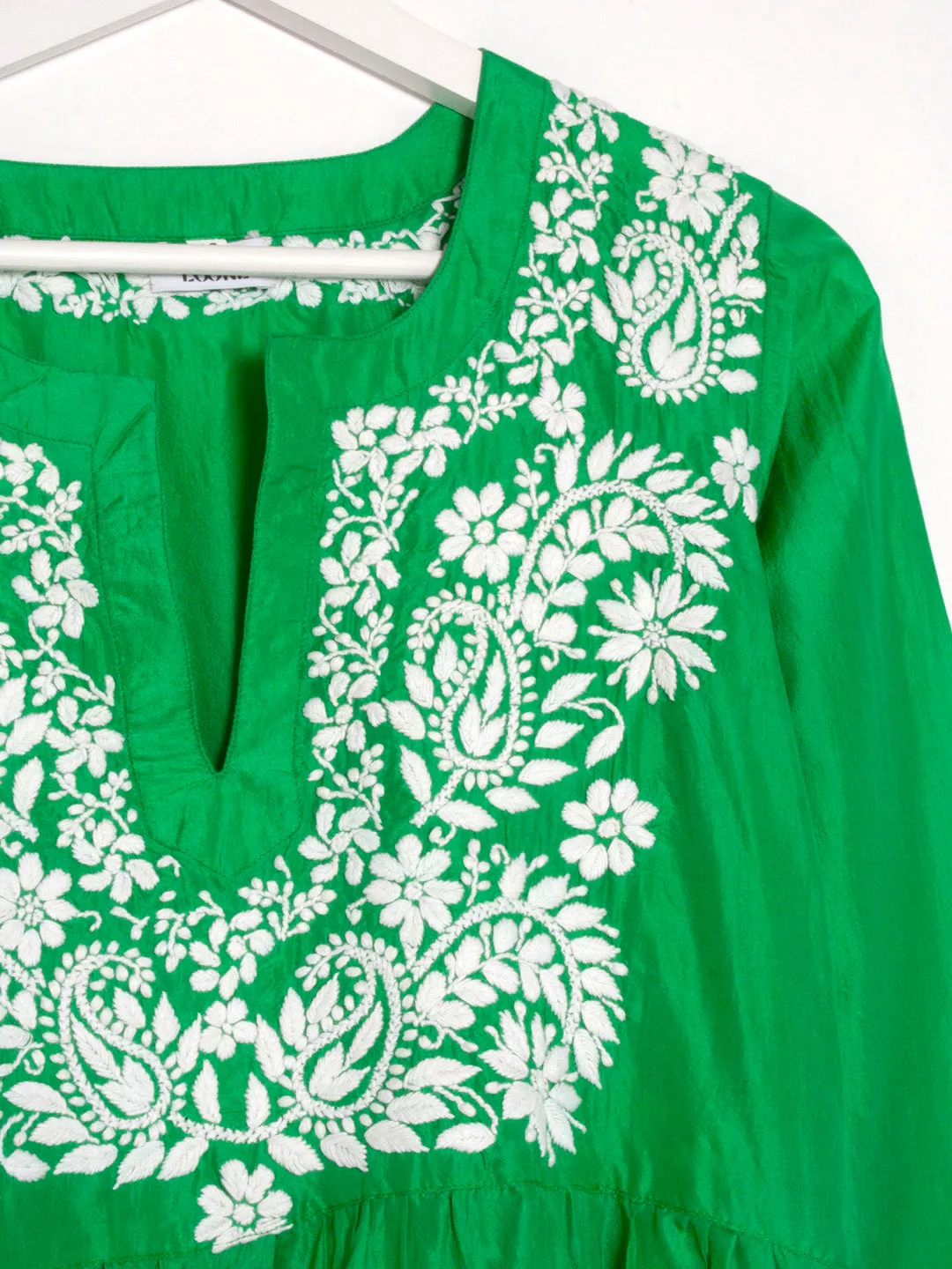 Indian silk embroidered mini dress