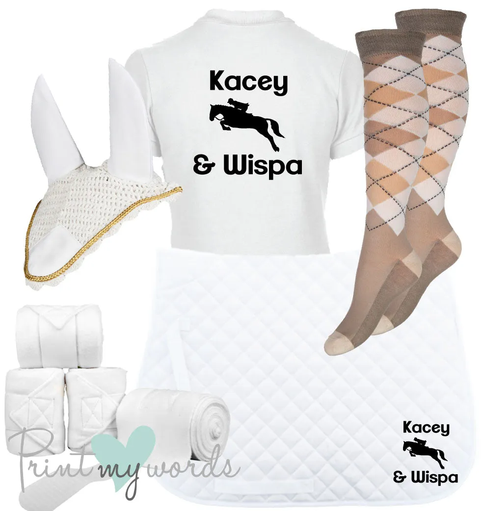 'Ivy' Ladies Personalised Matching Equestrian Set - Jumping Design