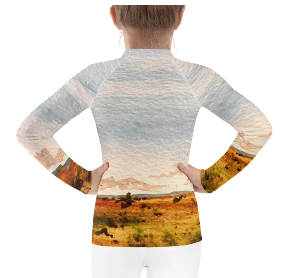 Killer Bee Gi Rash Guard With Pen And Ink Water Color Illustration Of Beach At Todos Santos In Baja, Mexico