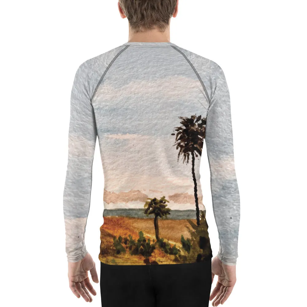 Killer Bee Gi Rash Guard With Pen And Ink Water Color Illustration Of Beach At Todos Santos In Baja, Mexico