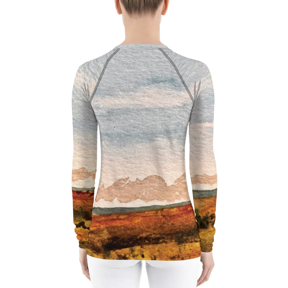 Killer Bee Gi Rash Guard With Pen And Ink Water Color Illustration Of Beach At Todos Santos In Baja, Mexico