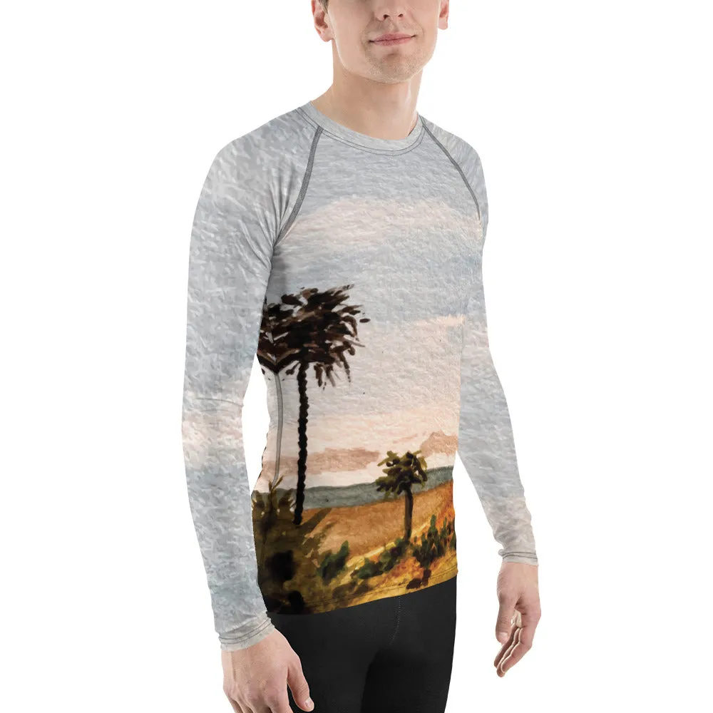 Killer Bee Gi Rash Guard With Pen And Ink Water Color Illustration Of Beach At Todos Santos In Baja, Mexico