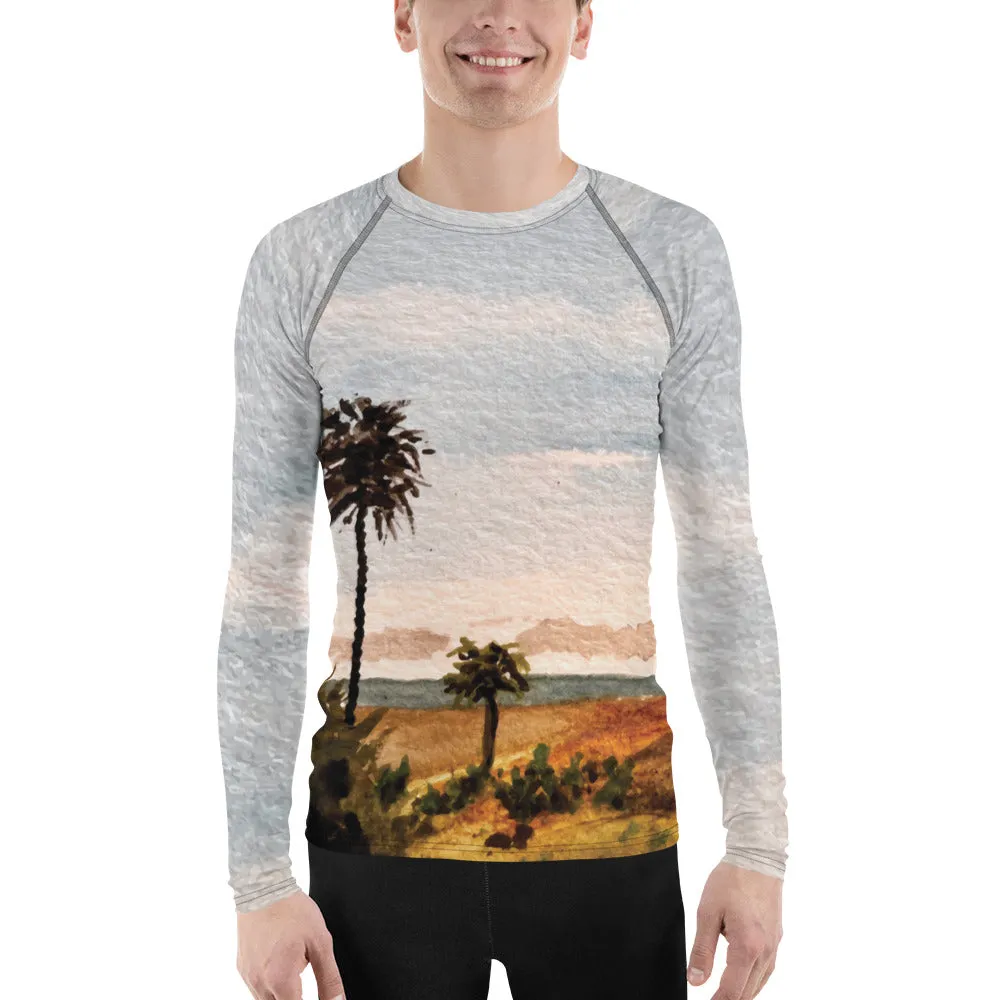 Killer Bee Gi Rash Guard With Pen And Ink Water Color Illustration Of Beach At Todos Santos In Baja, Mexico