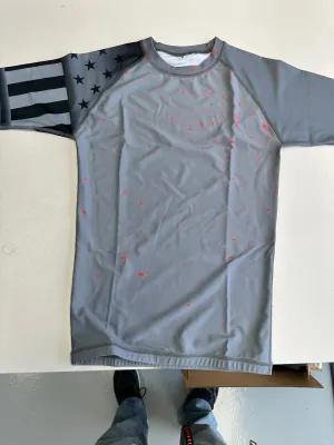 KJJ “Bloody Shark Bite” Rash Guard Gray Short Sleeve