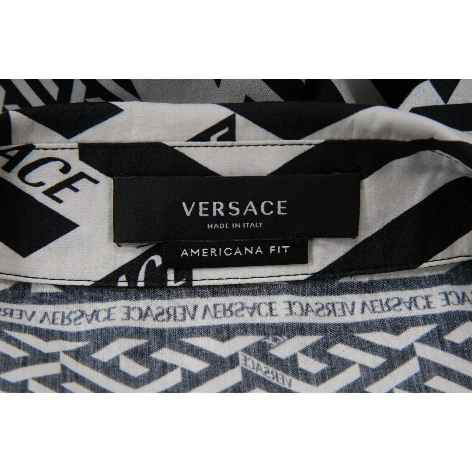 La Greca Geometric Button Down White Black Americana Fit