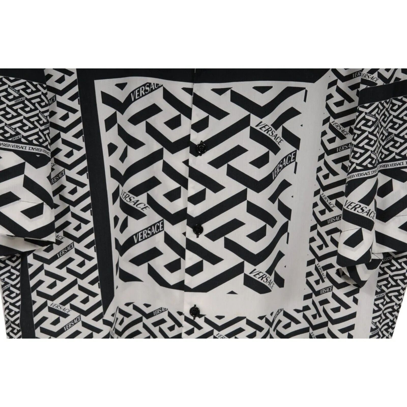 La Greca Geometric Button Down White Black Americana Fit