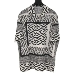 La Greca Geometric Button Down White Black Americana Fit