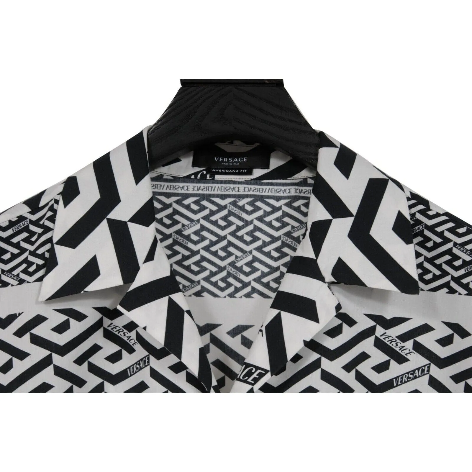 La Greca Geometric Button Down White Black Americana Fit