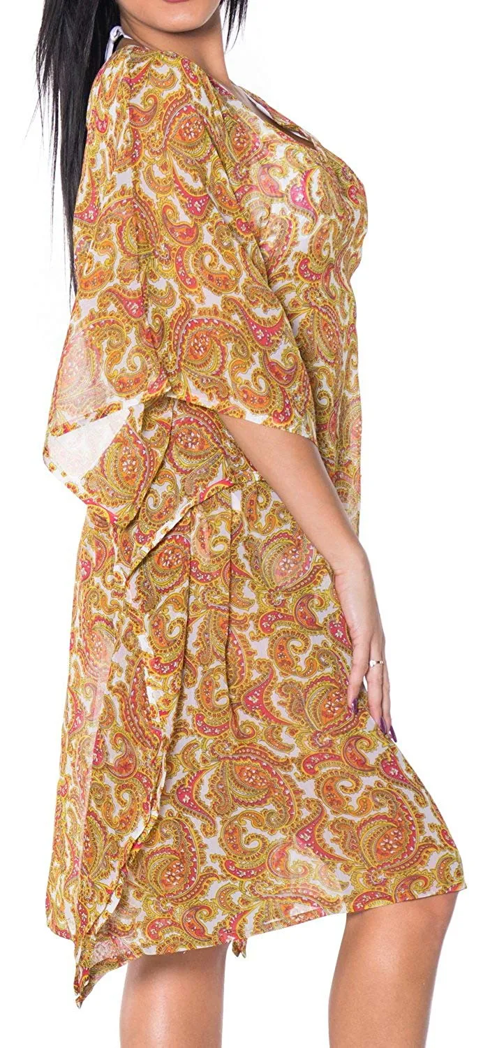 LA LEELA Bikini Swim Beach wear Swimsuit Cover ups Women Caftan Dress Printed